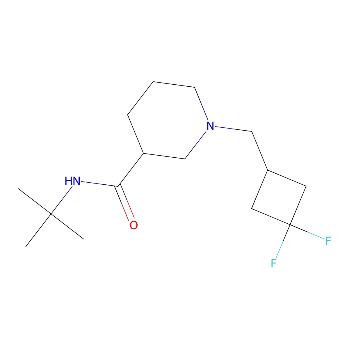 N-tert-butyl-1-[(3,3-difluorocyclobutyl)methyl]piperidine-3-carboxamide molecular structure, CAS 2877671-79-7