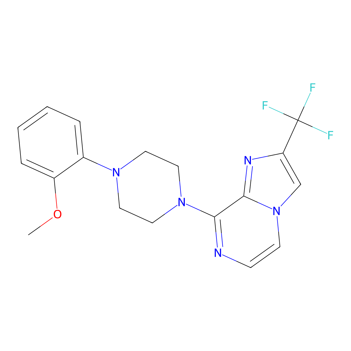 1-(2-Methoxyphenyl)-4-[2-(trifluoromethyl)imidazo[1,2-a]pyrazin-8-yl]piperazine molecular structure, CAS 2877671-84-4