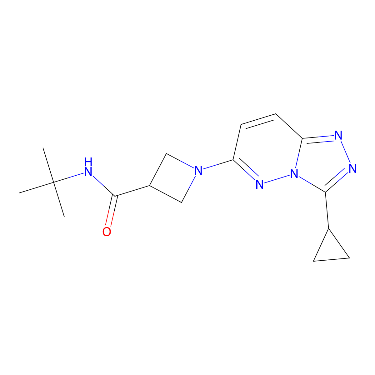 N-tert-butyl-1-{3-cyclopropyl-[1,2,4]triazolo[4,3-b]pyridazin-6-yl}azetidine-3-carboxamide molecular structure, CAS 2877671-88-8