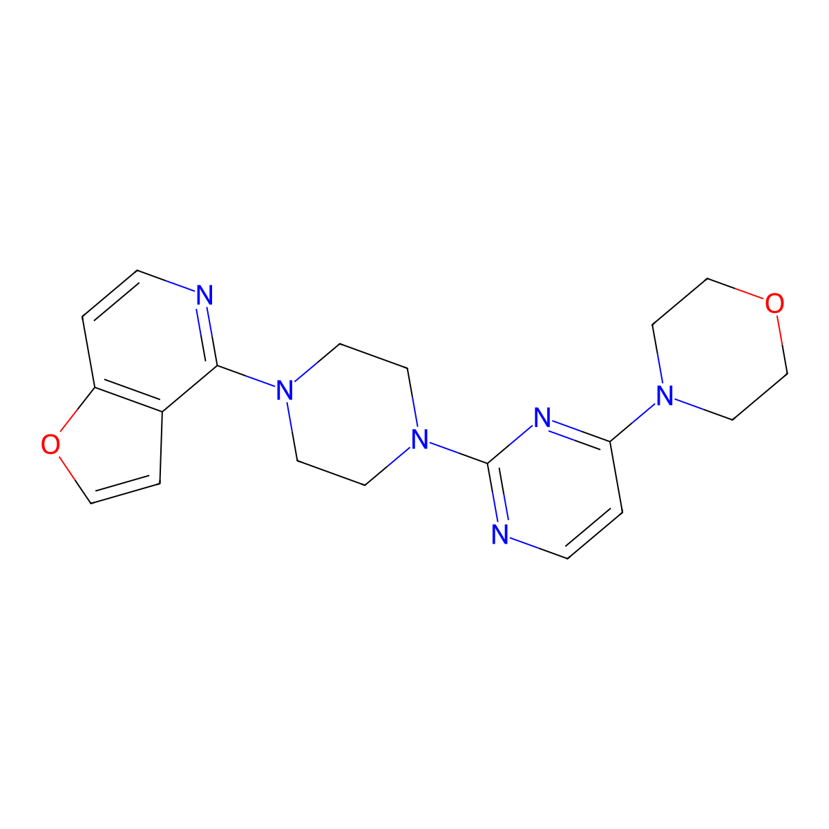 4-[2-(4-{Furo[3,2-c]pyridin-4-yl}piperazin-1-yl)pyrimidin-4-yl]morpholine molecular structure, CAS 2877671-90-2