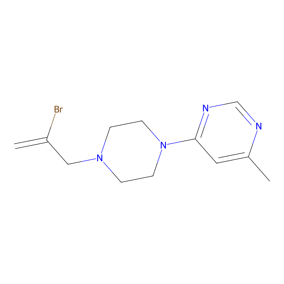 4-[4-(2-Bromoprop-2-en-1-yl)piperazin-1-yl]-6-methylpyrimidine molecular structure, CAS 2877671-92-4