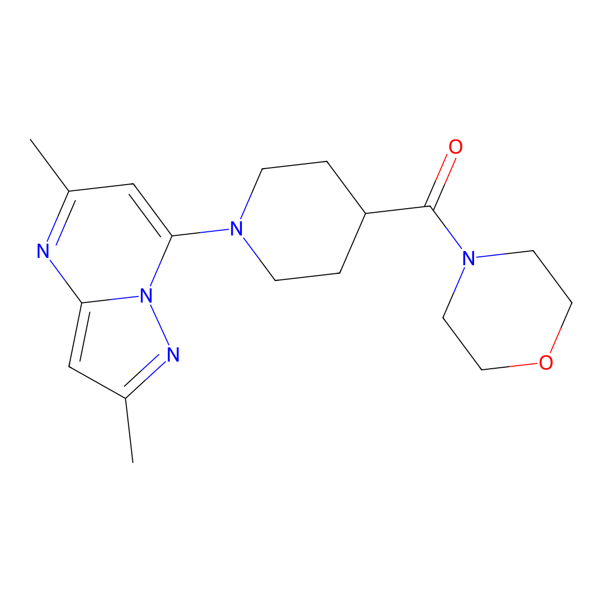 4-(1-{2,5-Dimethylpyrazolo[1,5-a]pyrimidin-7-yl}piperidine-4-carbonyl)morpholine molecular structure, CAS 2877671-93-5