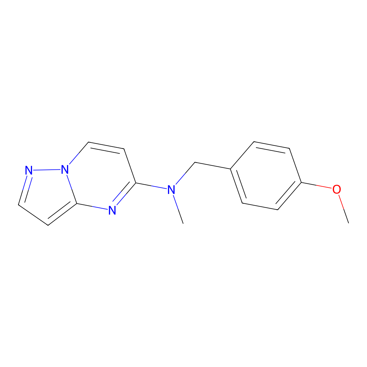 N-[(4-methoxyphenyl)methyl]-N-methylpyrazolo[1,5-a]pyrimidin-5-amine molecular structure, CAS 2877671-94-6