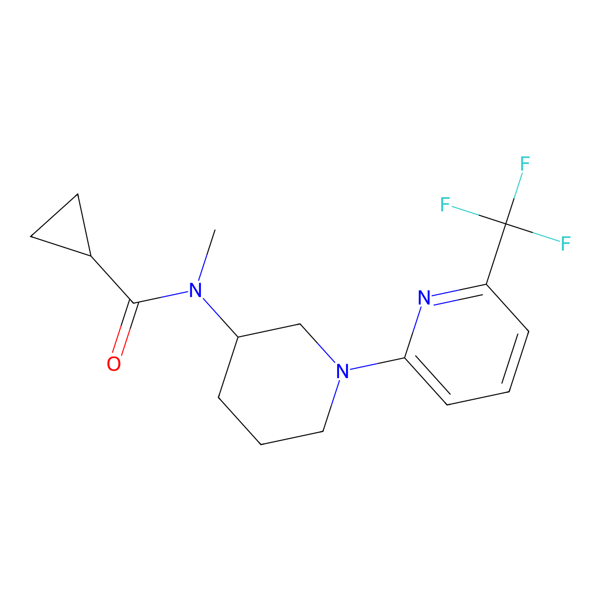 N-methyl-N-{1-[6-(trifluoromethyl)pyridin-2-yl]piperidin-3-yl}cyclopropanecarboxamide molecular structure, CAS 2877672-19-8