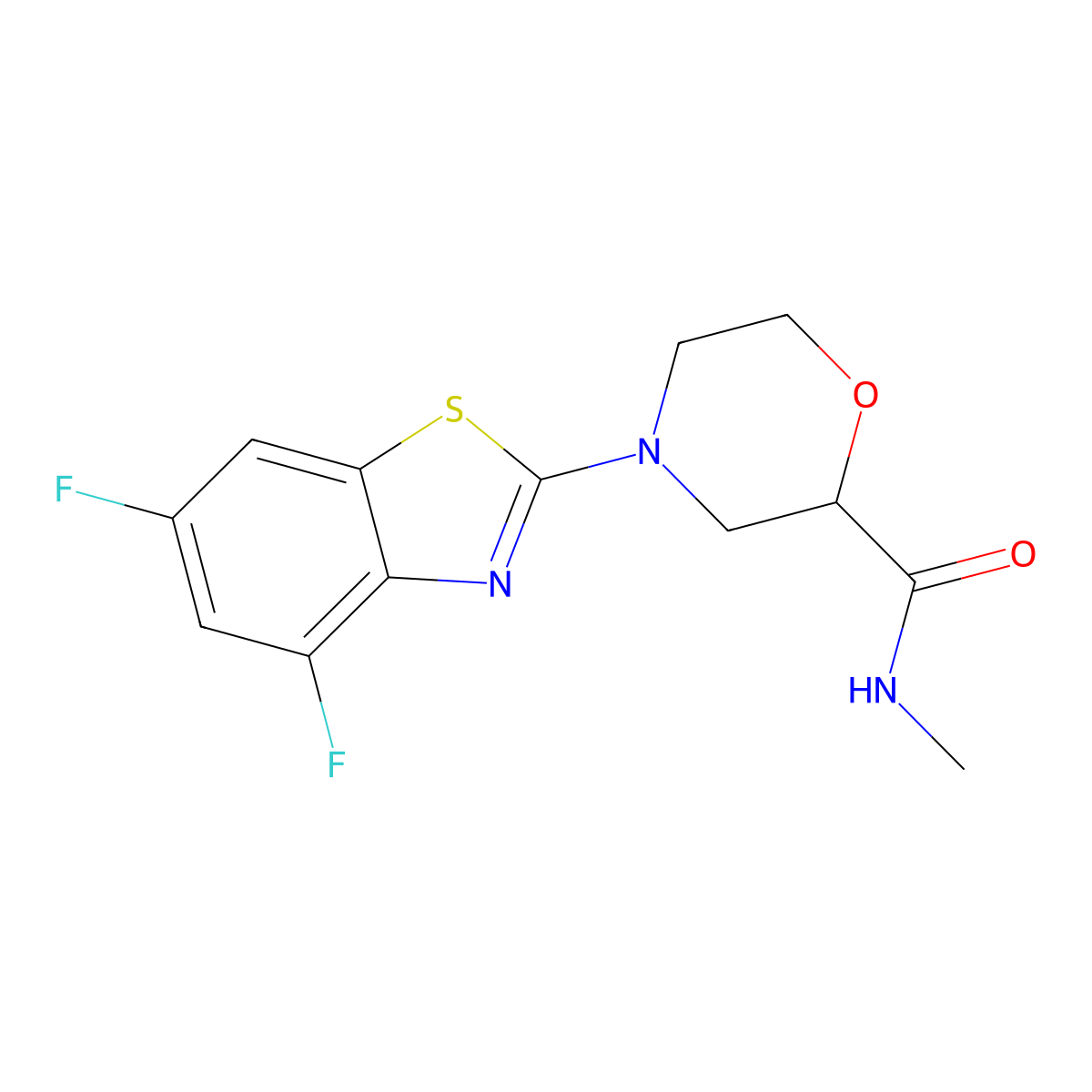 4-(4,6-difluoro-1,3-benzothiazol-2-yl)-N-methylmorpholine-2-carboxamide molecular structure, CAS 2877672-21-2