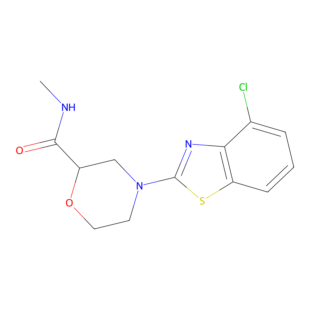 4-(4-chloro-1,3-benzothiazol-2-yl)-N-methylmorpholine-2-carboxamide molecular structure, CAS 2877672-23-4