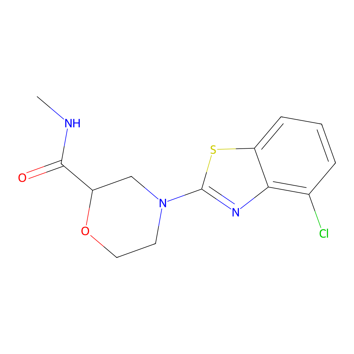 4-(4-chloro-1,3-benzothiazol-2-yl)-N-methylmorpholine-2-carboxamide molecular structure, CAS 2877672-23-4
