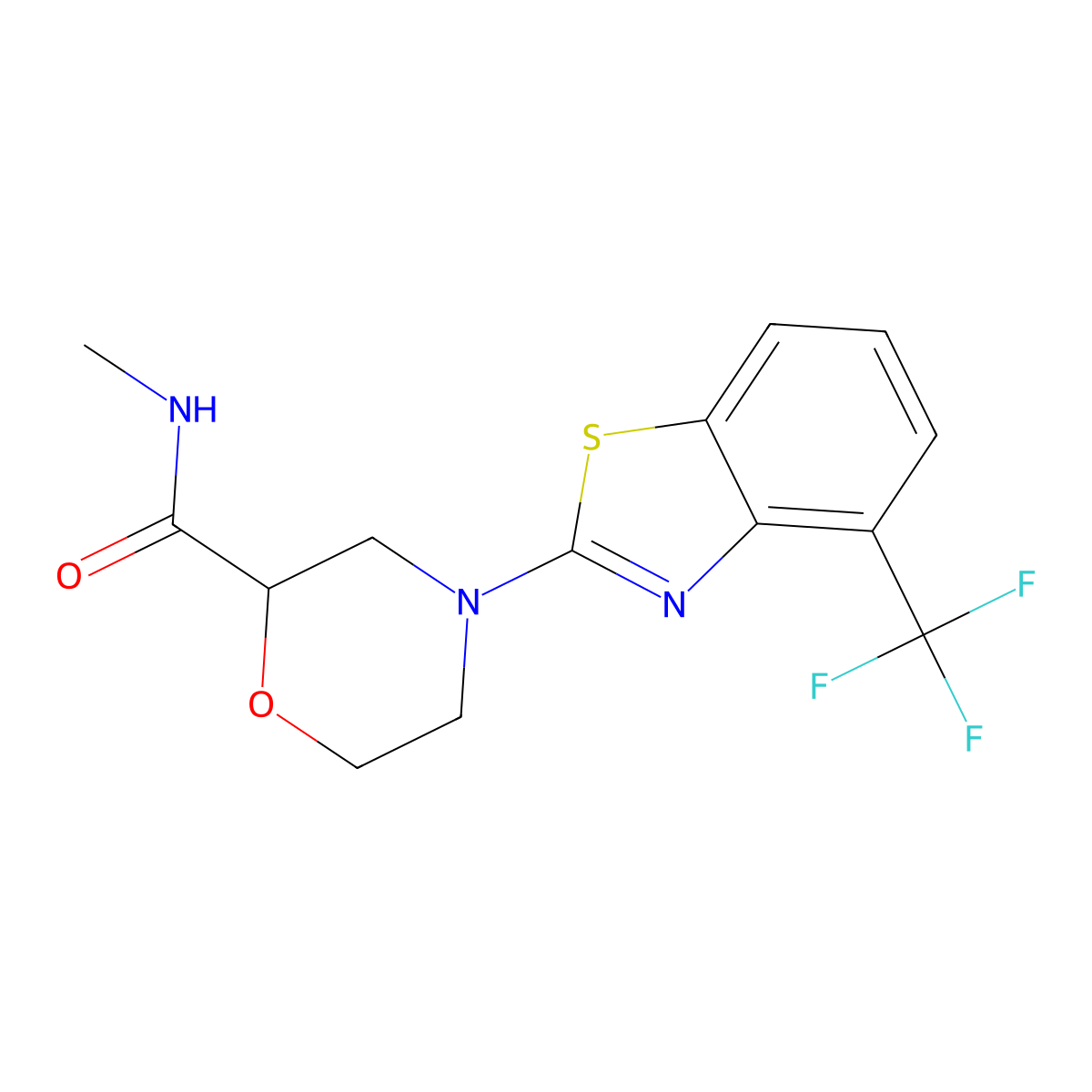 N-methyl-4-[4-(trifluoromethyl)-1,3-benzothiazol-2-yl]morpholine-2-carboxamide molecular structure, CAS 2877672-24-5