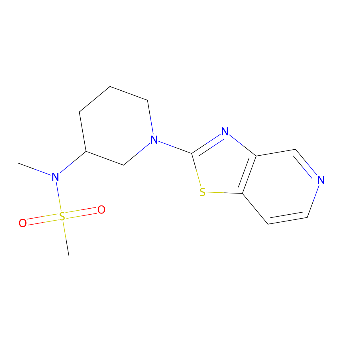 N-methyl-N-(1-{[1,3]thiazolo[4,5-c]pyridin-2-yl}piperidin-3-yl)methanesulfonamide molecular structure, CAS 2877672-25-6