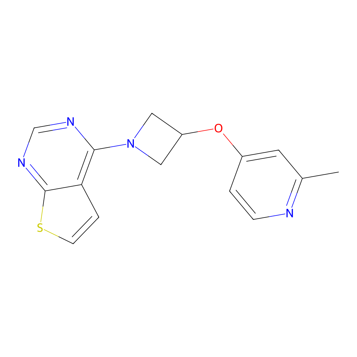 2-Methyl-4-[(1-{thieno[2,3-d]pyrimidin-4-yl}azetidin-3-yl)oxy]pyridine molecular structure, CAS 2877672-29-0