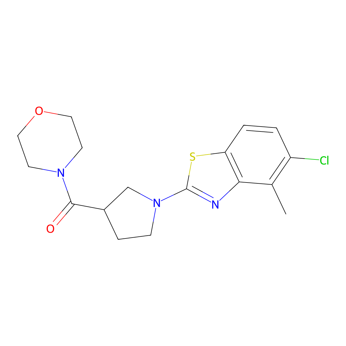 5-Chloro-4-methyl-2-[3-(morpholine-4-carbonyl)pyrrolidin-1-yl]-1,3-benzothiazole molecular structure, CAS 2877672-31-4
