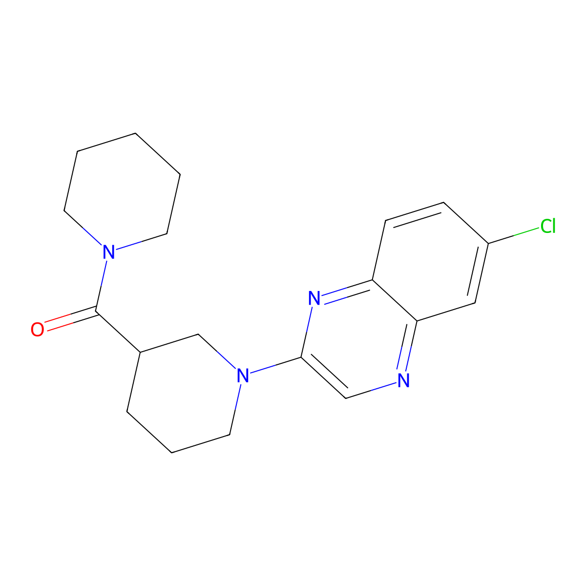 6-Chloro-2-[3-(piperidine-1-carbonyl)piperidin-1-yl]quinoxaline molecular structure, CAS 2877672-33-6