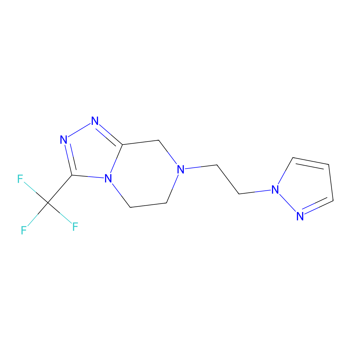 1-{2-[3-(trifluoromethyl)-5H,6H,7H,8H-[1,2,4]triazolo[4,3-a]pyrazin-7-yl]ethyl}-1H-pyrazole molecular structure, CAS 2877672-34-7