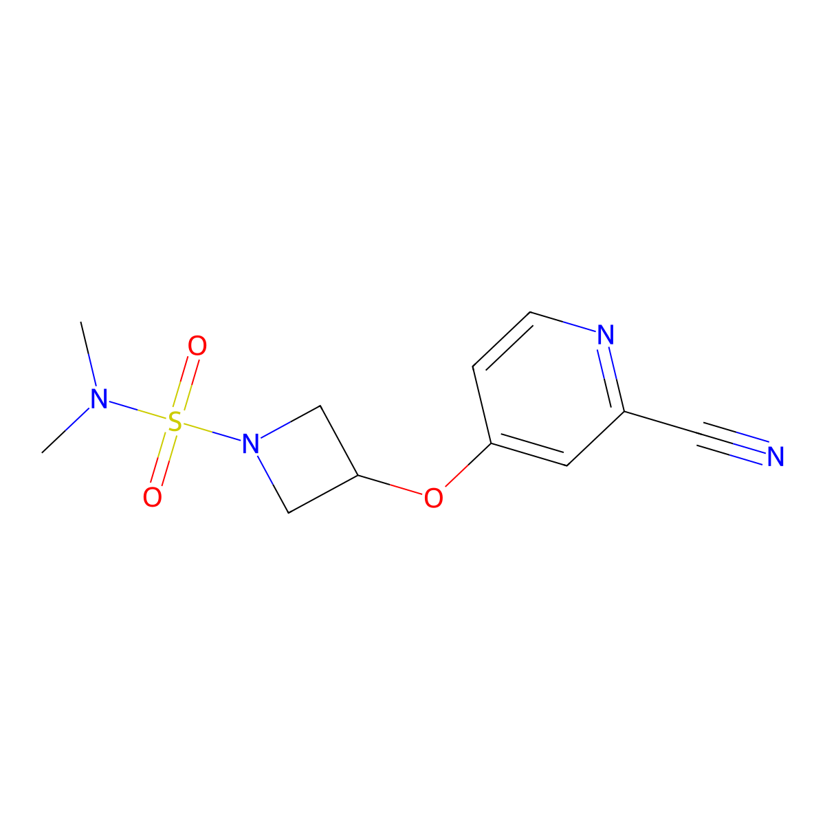 3-[(2-cyanopyridin-4-yl)oxy]-N,N-dimethylazetidine-1-sulfonamide molecular structure, CAS 2877672-37-0