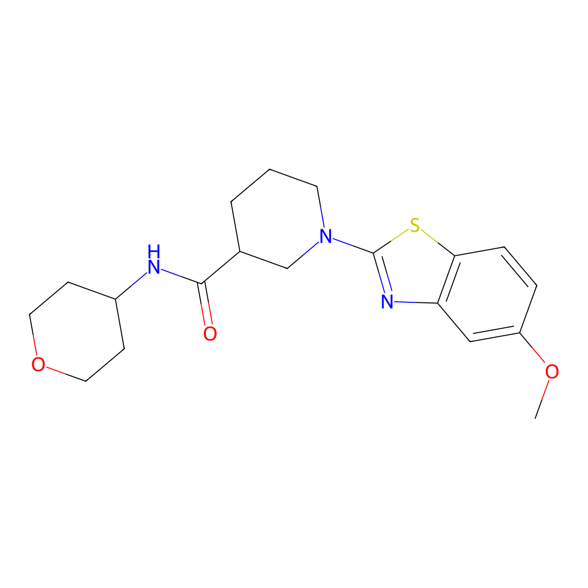 1-(5-methoxy-1,3-benzothiazol-2-yl)-N-(oxan-4-yl)piperidine-3-carboxamide molecular structure, CAS 2877672-40-5