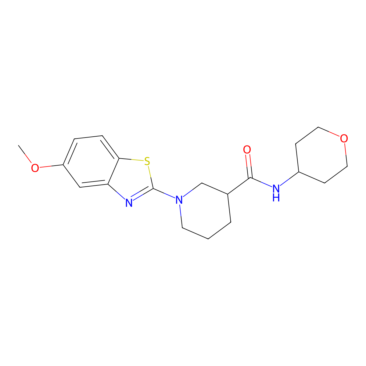 1-(5-methoxy-1,3-benzothiazol-2-yl)-N-(oxan-4-yl)piperidine-3-carboxamide molecular structure, CAS 2877672-40-5