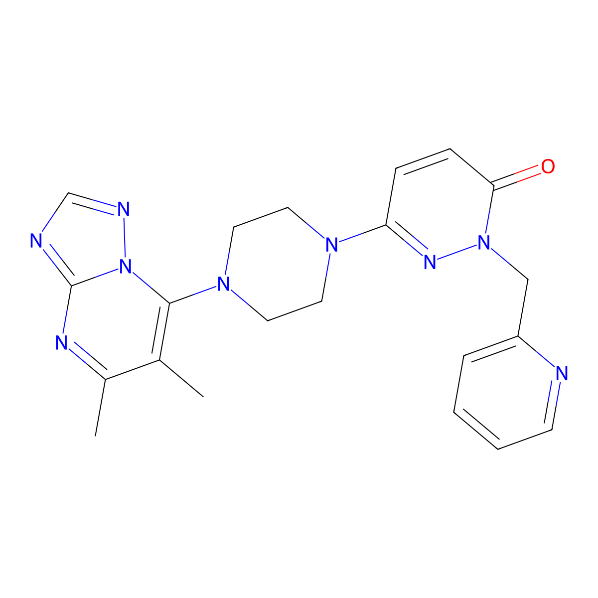 6-(4-{5,6-Dimethyl-[1,2,4]triazolo[1,5-a]pyrimidin-7-yl}piperazin-1-yl)-2-[(pyridin-2-yl)methyl]-2,3-dihydropyridazin-3-one molecular structure, CAS 2877672-51-8