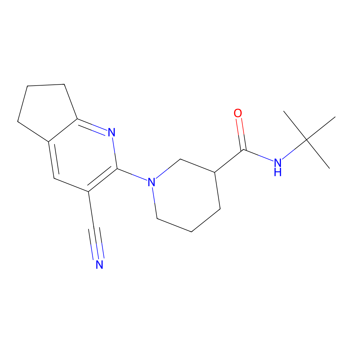 N-tert-butyl-1-{3-cyano-5H,6H,7H-cyclopenta[b]pyridin-2-yl}piperidine-3-carboxamide molecular structure, CAS 2877672-58-5