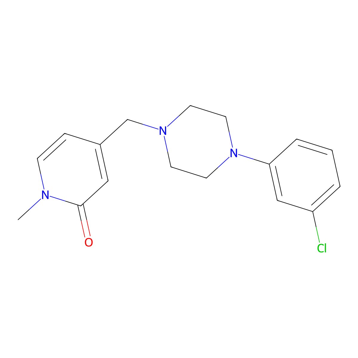 4-{[4-(3-Chlorophenyl)piperazin-1-yl]methyl}-1-methyl-1,2-dihydropyridin-2-one molecular structure, CAS 2877672-61-0