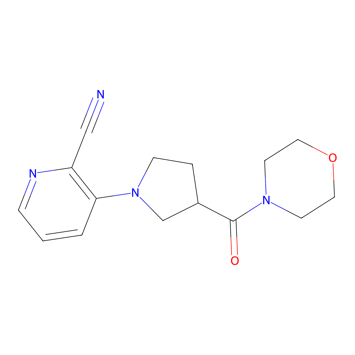3-[3-(Morpholine-4-carbonyl)pyrrolidin-1-yl]pyridine-2-carbonitrile molecular structure, CAS 2877672-63-2