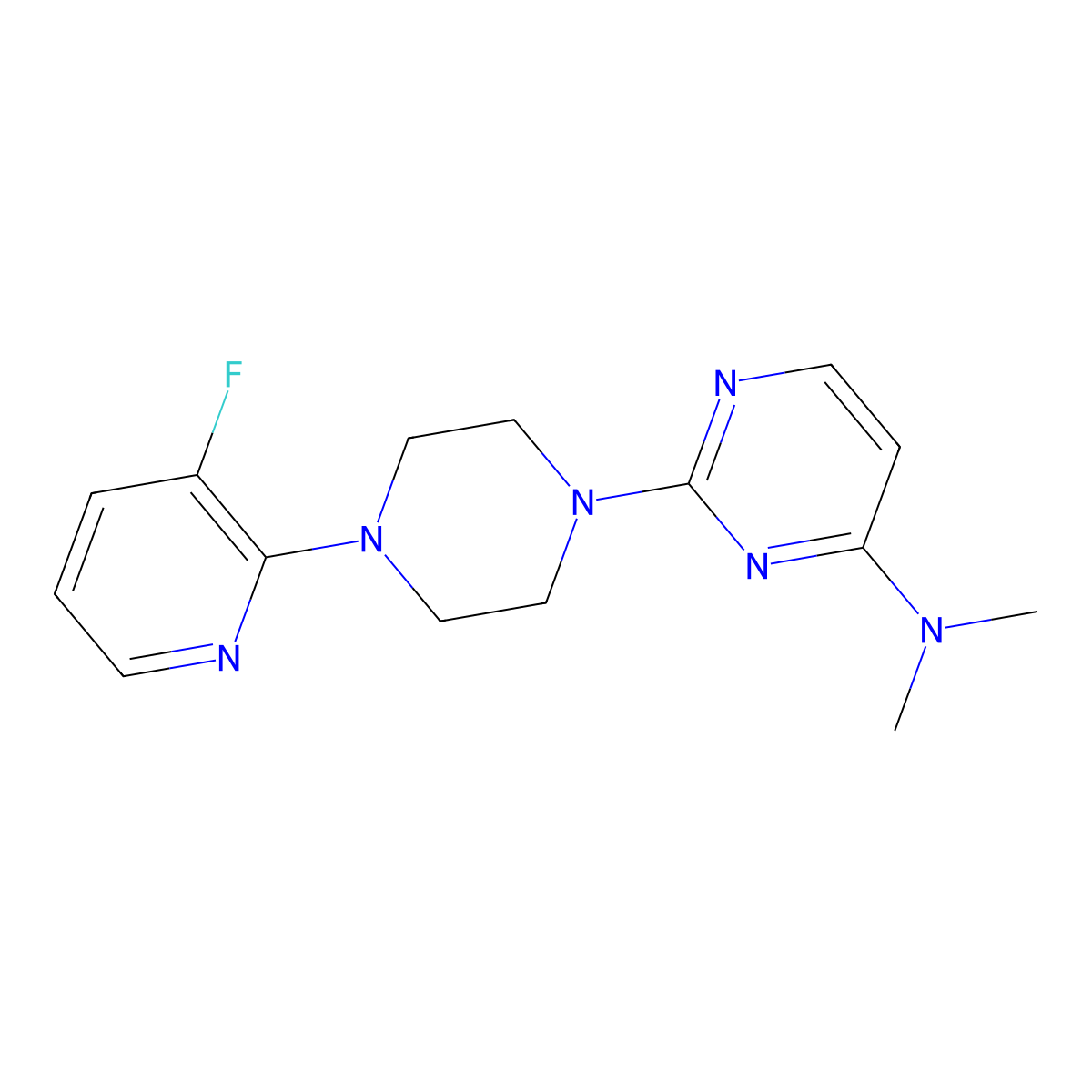 2-[4-(3-fluoropyridin-2-yl)piperazin-1-yl]-N,N-dimethylpyrimidin-4-amine molecular structure, CAS 2877672-65-4