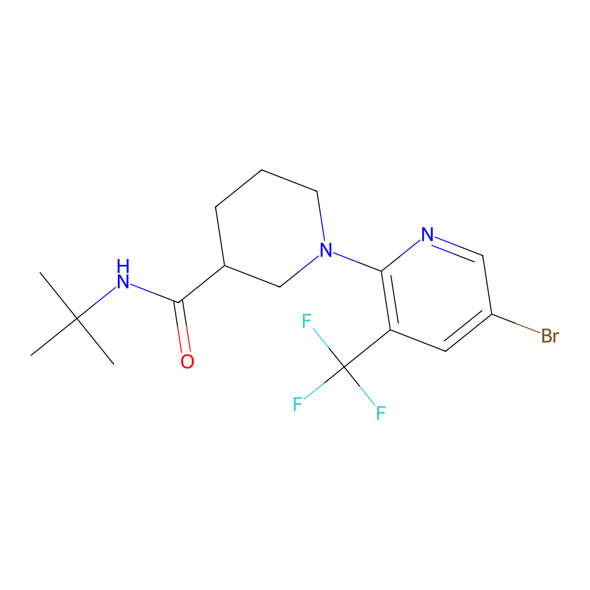 1-[5-bromo-3-(trifluoromethyl)pyridin-2-yl]-N-tert-butylpiperidine-3-carboxamide molecular structure, CAS 2877672-67-6