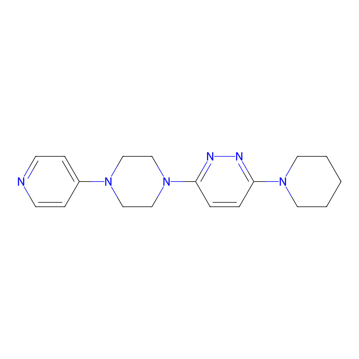 3-(Piperidin-1-yl)-6-[4-(pyridin-4-yl)piperazin-1-yl]pyridazine molecular structure, CAS 2877672-68-7