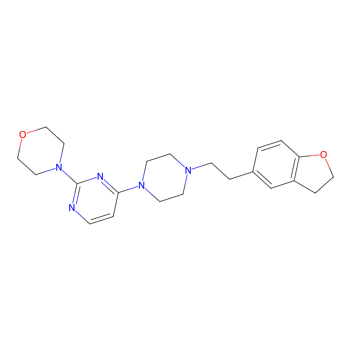 4-(4-{4-[2-(2,3-Dihydro-1-benzofuran-5-yl)ethyl]piperazin-1-yl}pyrimidin-2-yl)morpholine molecular structure, CAS 2877672-72-3