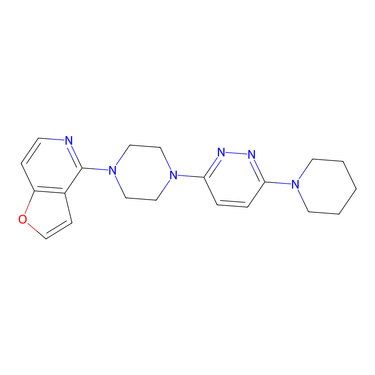 3-(4-{Furo[3,2-c]pyridin-4-yl}piperazin-1-yl)-6-(piperidin-1-yl)pyridazine molecular structure, CAS 2877672-75-6