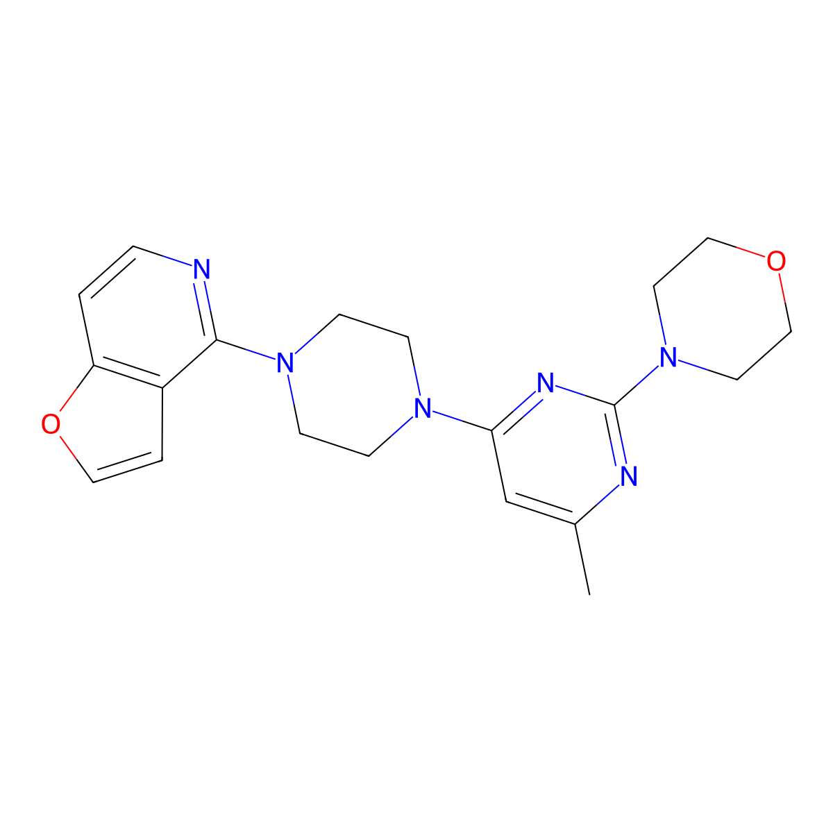 4-[4-(4-{Furo[3,2-c]pyridin-4-yl}piperazin-1-yl)-6-methylpyrimidin-2-yl]morpholine molecular structure, CAS 2877672-76-7