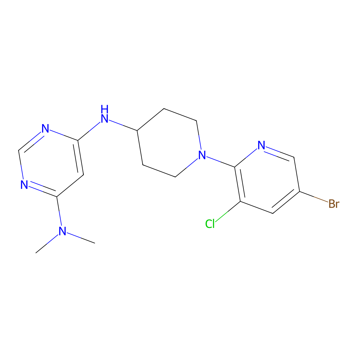 N6-[1-(5-bromo-3-chloropyridin-2-yl)piperidin-4-yl]-N4,N4-dimethylpyrimidine-4,6-diamine molecular structure, CAS 2877672-80-3