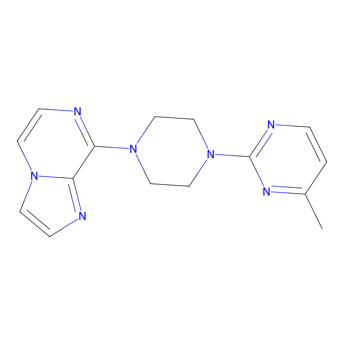 2-(4-{Imidazo[1,2-a]pyrazin-8-yl}piperazin-1-yl)-4-methylpyrimidine molecular structure, CAS 2877672-90-5