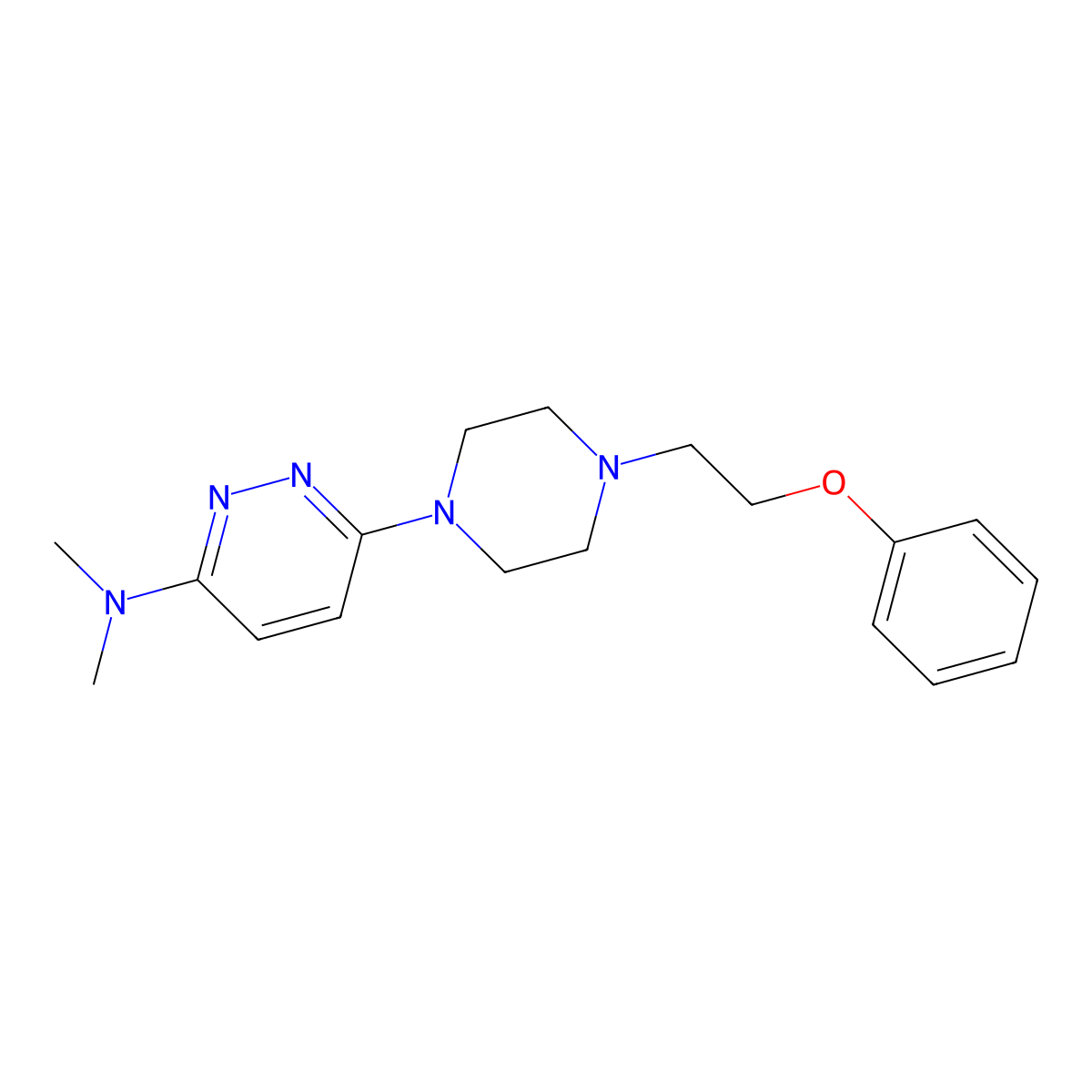 N,N-dimethyl-6-[4-(2-phenoxyethyl)piperazin-1-yl]pyridazin-3-amine molecular structure, CAS 2877672-93-8