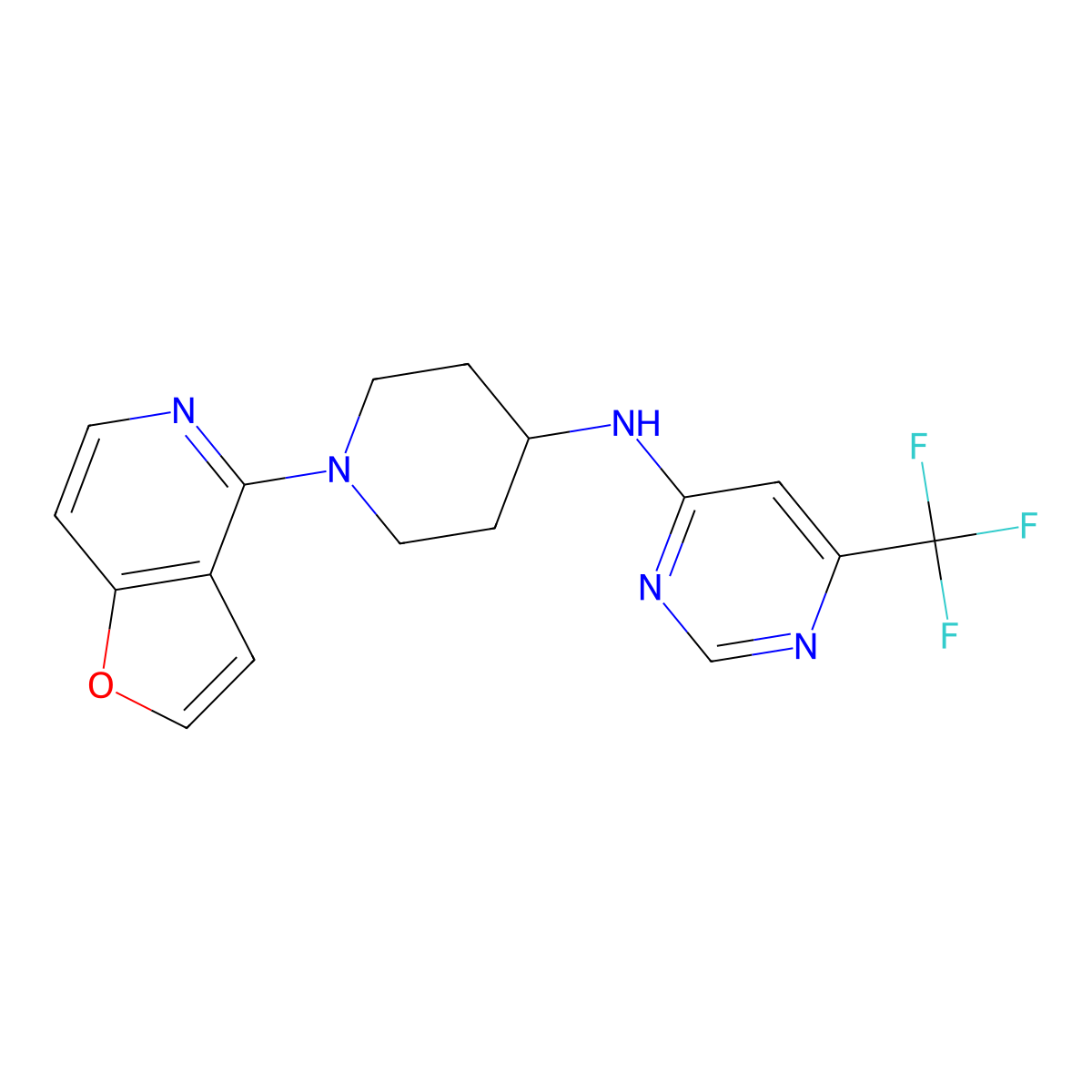 N-(1-{furo[3,2-c]pyridin-4-yl}piperidin-4-yl)-6-(trifluoromethyl)pyrimidin-4-amine molecular structure, CAS 2877672-94-9