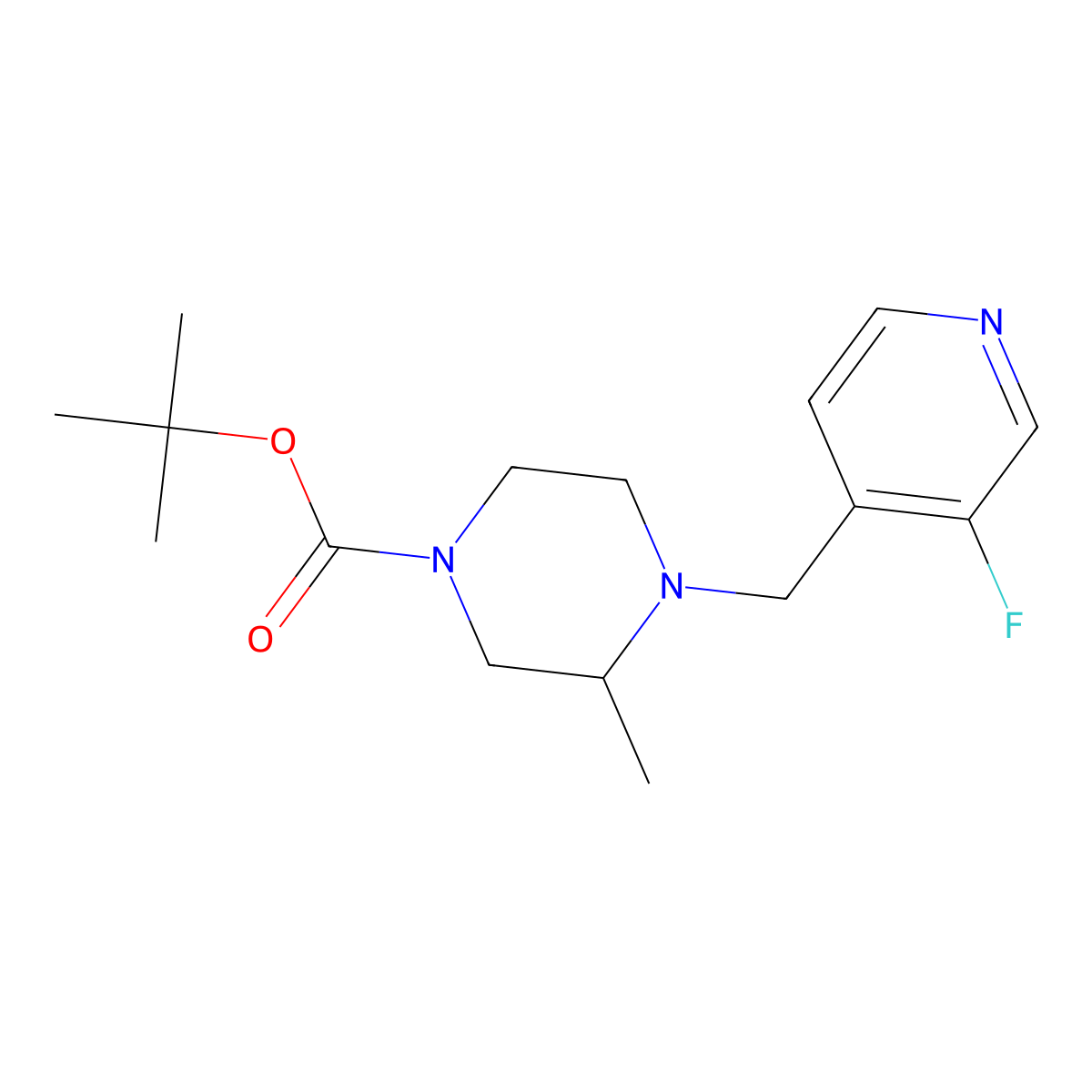 Tert-butyl 4-[(3-fluoropyridin-4-yl)methyl]-3-methylpiperazine-1-carboxylate molecular structure, CAS 2877673-03-3