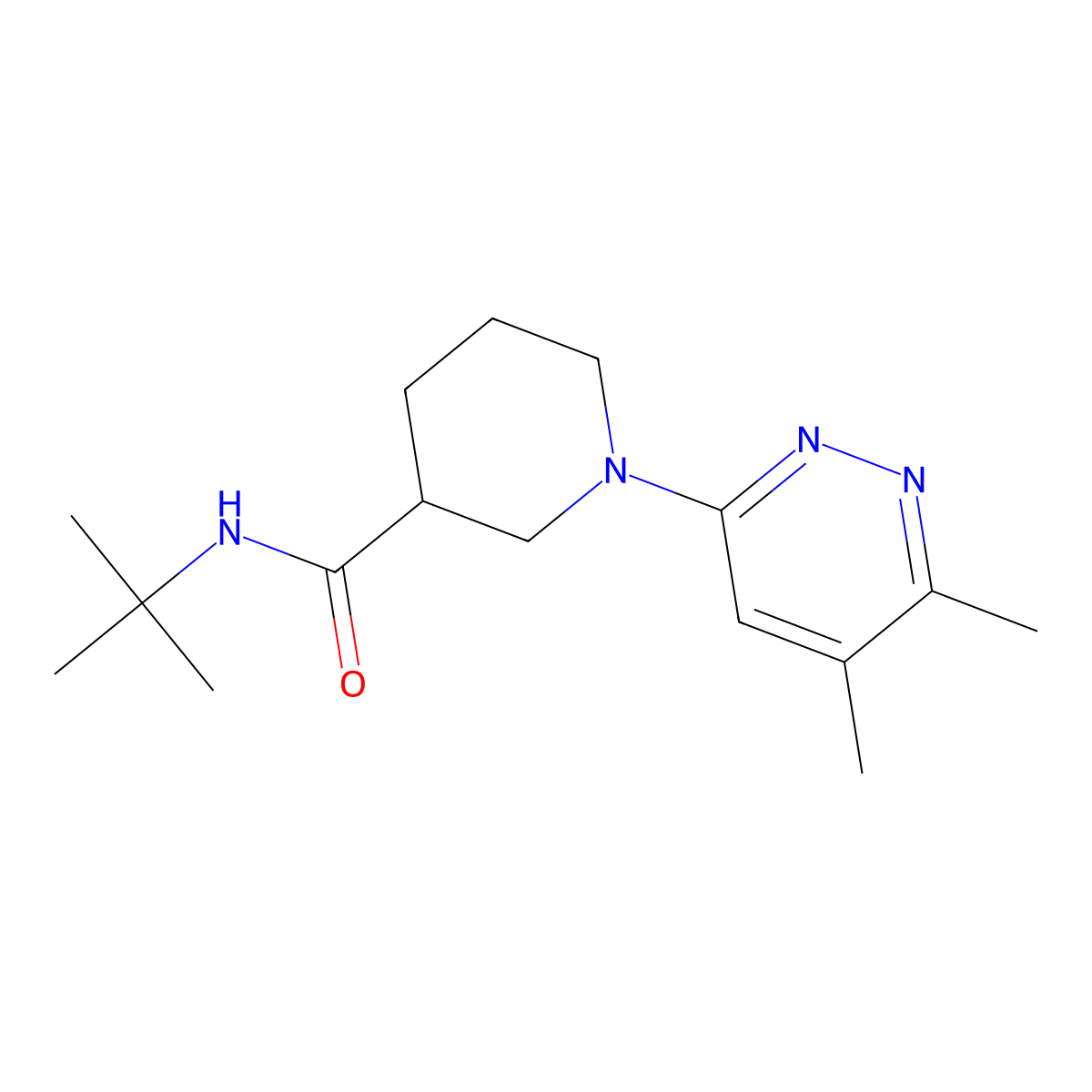 N-tert-butyl-1-(5,6-dimethylpyridazin-3-yl)piperidine-3-carboxamide molecular structure, CAS 2877673-08-8
