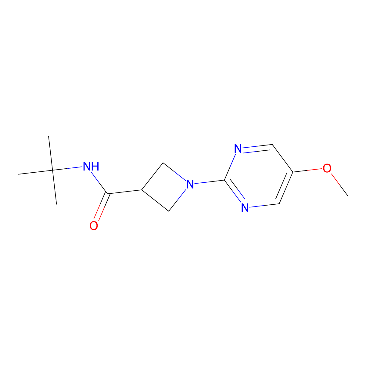 N-tert-butyl-1-(5-methoxypyrimidin-2-yl)azetidine-3-carboxamide molecular structure, CAS 2877673-09-9