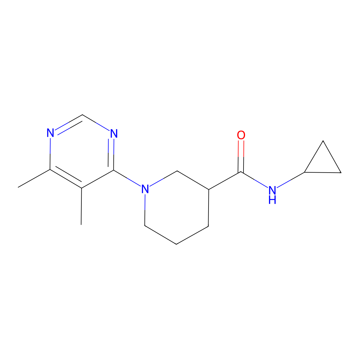 N-cyclopropyl-1-(5,6-dimethylpyrimidin-4-yl)piperidine-3-carboxamide molecular structure, CAS 2877673-11-3