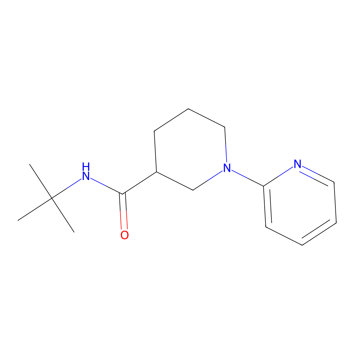 N-tert-butyl-1-(pyridin-2-yl)piperidine-3-carboxamide molecular structure, CAS 2877673-12-4