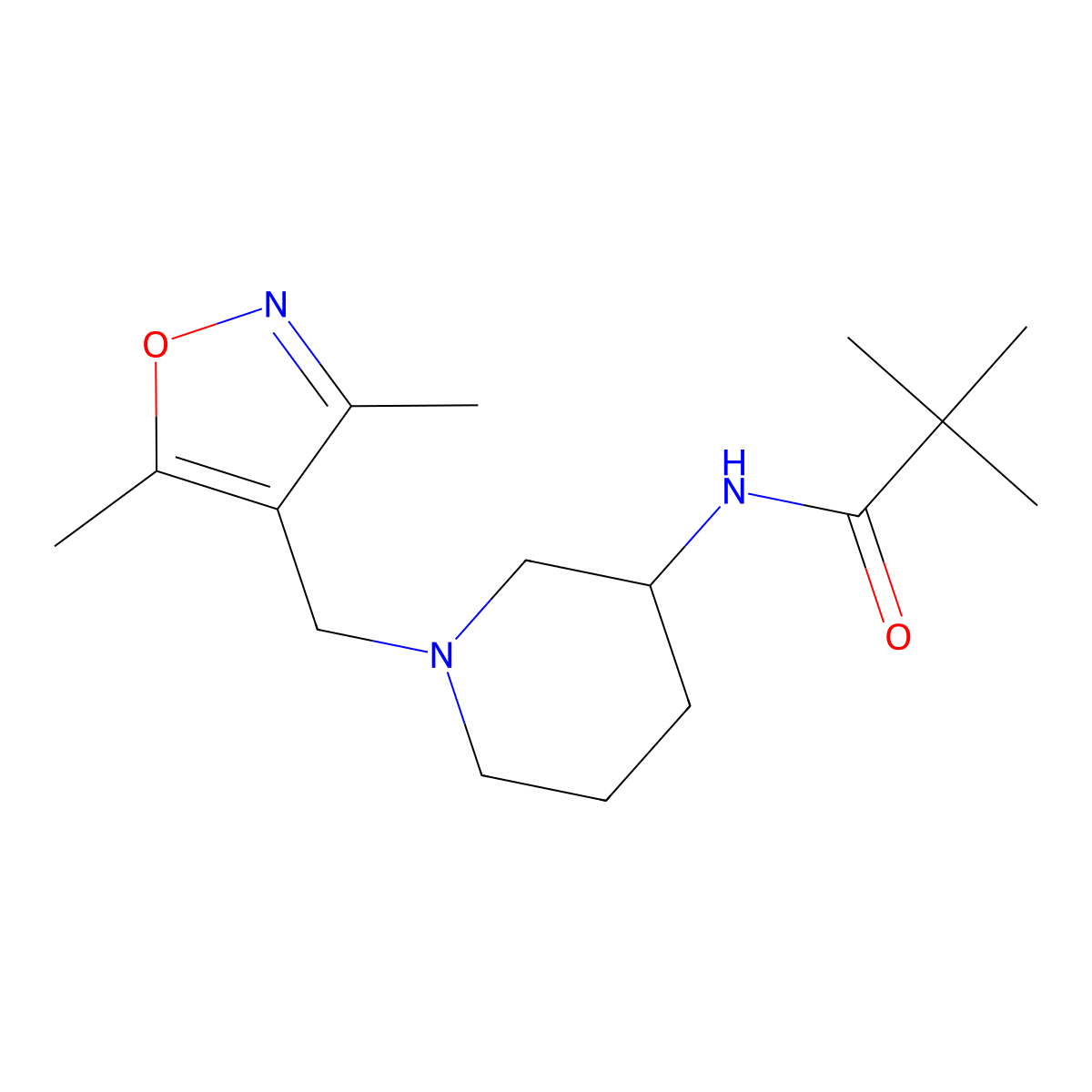 N-{1-[(3,5-dimethyl-1,2-oxazol-4-yl)methyl]piperidin-3-yl}-2,2-dimethylpropanamide molecular structure, CAS 2877673-13-5