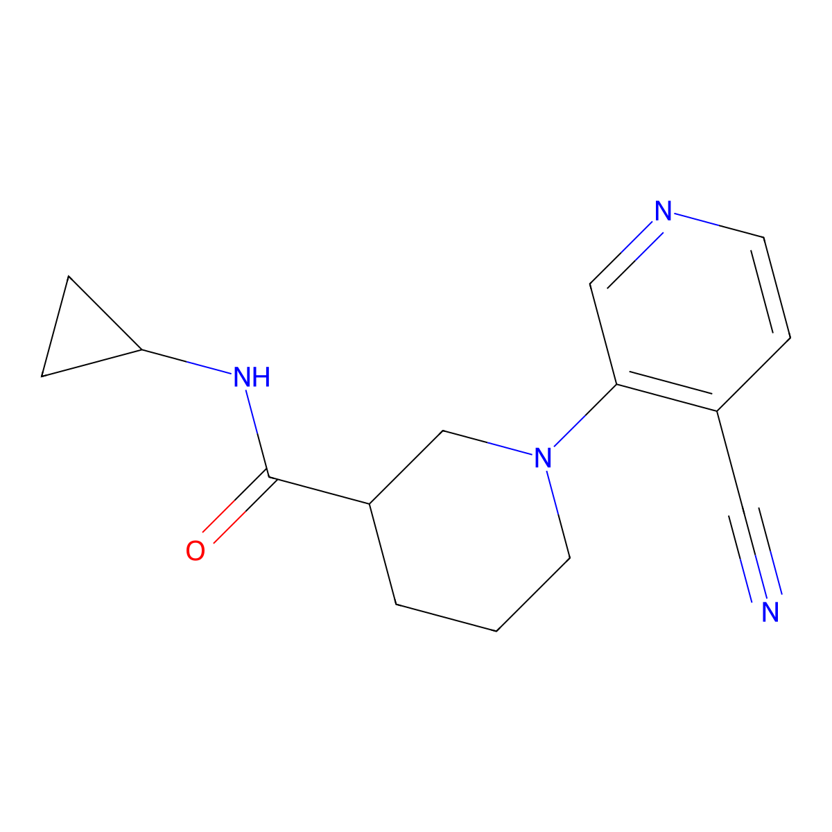 1-(4-cyanopyridin-3-yl)-N-cyclopropylpiperidine-3-carboxamide molecular structure, CAS 2877673-17-9