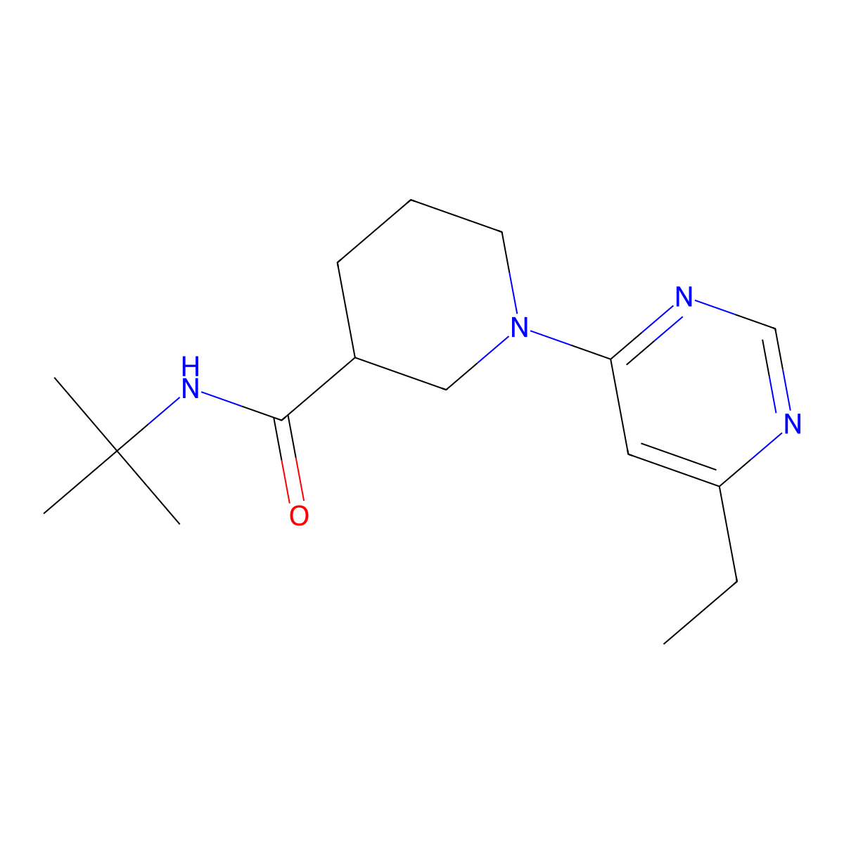 N-tert-butyl-1-(6-ethylpyrimidin-4-yl)piperidine-3-carboxamide molecular structure, CAS 2877673-18-0
