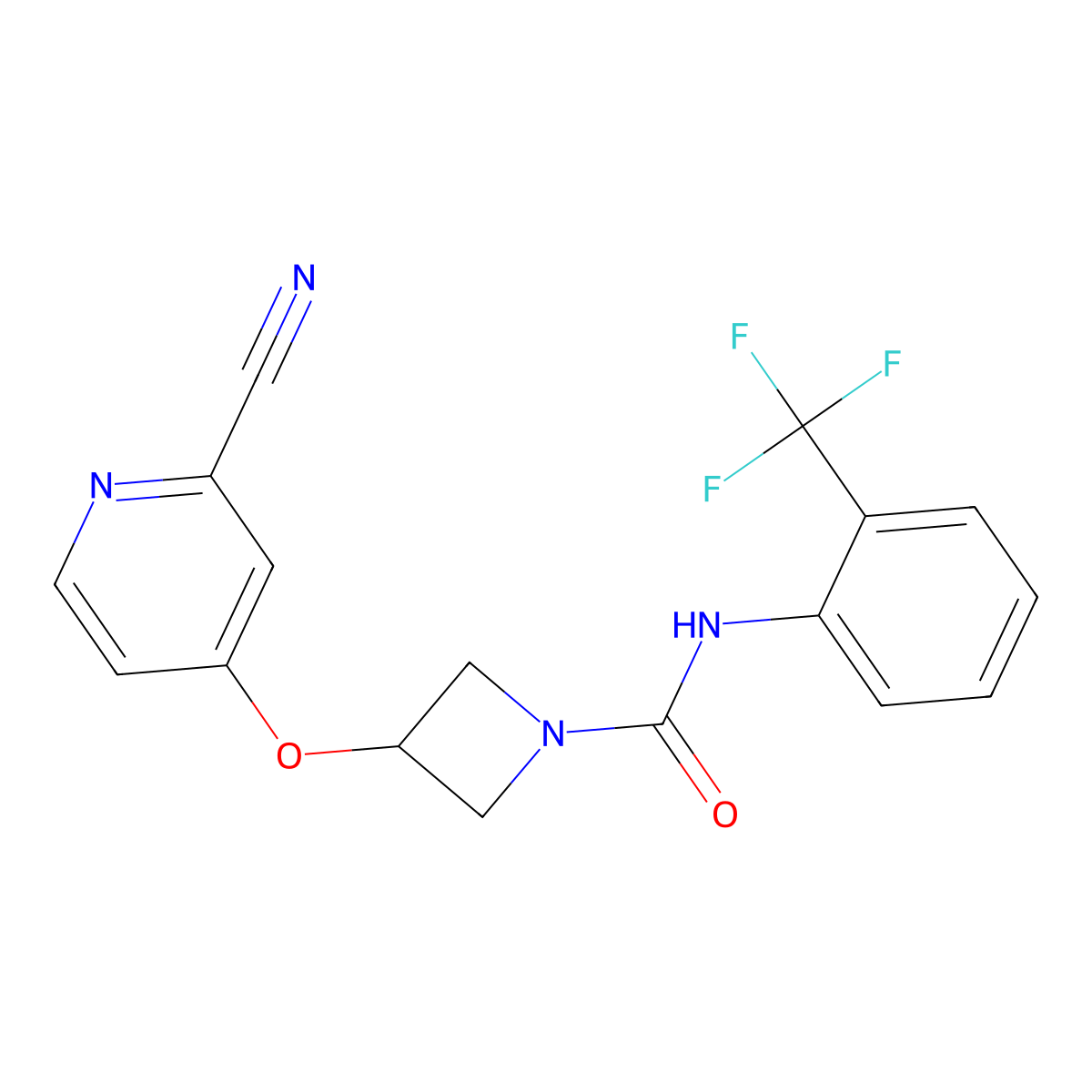 3-[(2-cyanopyridin-4-yl)oxy]-N-[2-(trifluoromethyl)phenyl]azetidine-1-carboxamide molecular structure, CAS 2877673-22-6