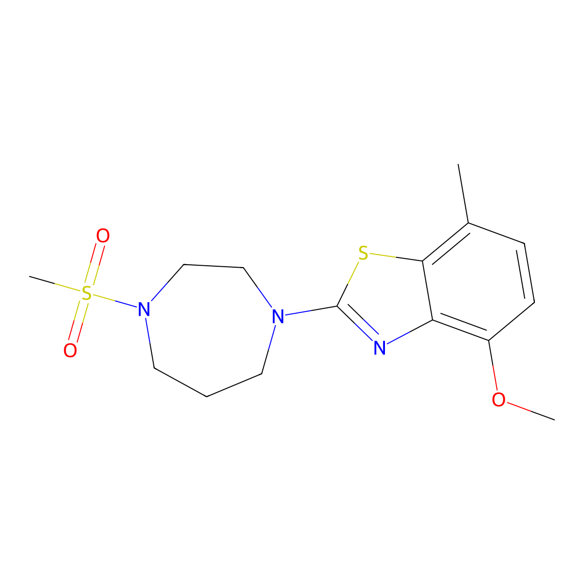 2-(4-Methanesulfonyl-1,4-diazepan-1-yl)-4-methoxy-7-methyl-1,3-benzothiazole molecular structure, CAS 2877673-25-9