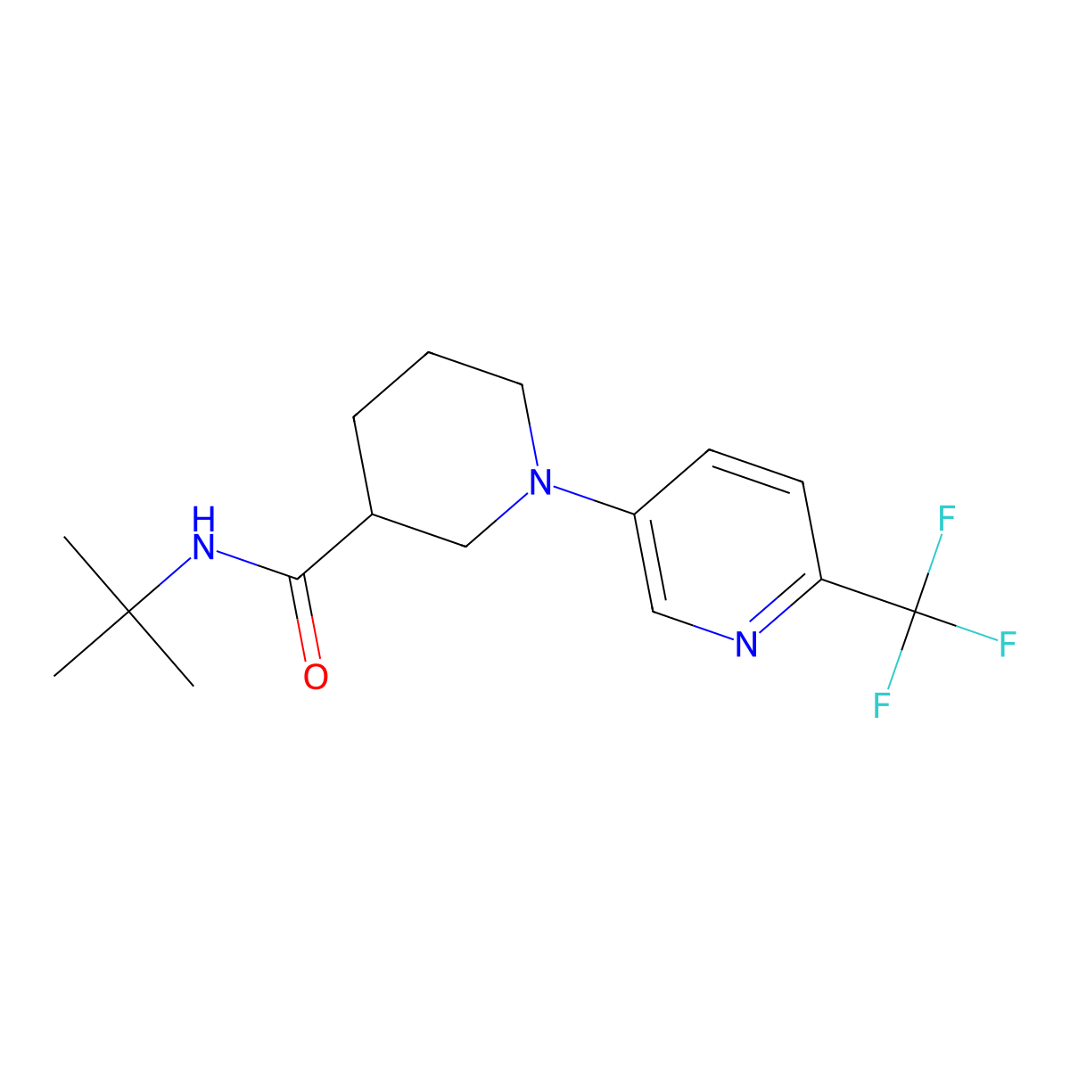 N-tert-butyl-1-[6-(trifluoromethyl)pyridin-3-yl]piperidine-3-carboxamide molecular structure, CAS 2877673-27-1