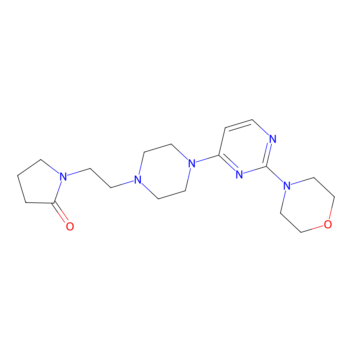 1-(2-{4-[2-(Morpholin-4-yl)pyrimidin-4-yl]piperazin-1-yl}ethyl)pyrrolidin-2-one molecular structure, CAS 2877673-34-0