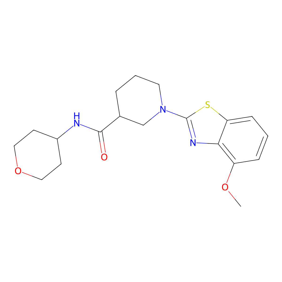 1-(4-methoxy-1,3-benzothiazol-2-yl)-N-(oxan-4-yl)piperidine-3-carboxamide molecular structure, CAS 2877673-35-1
