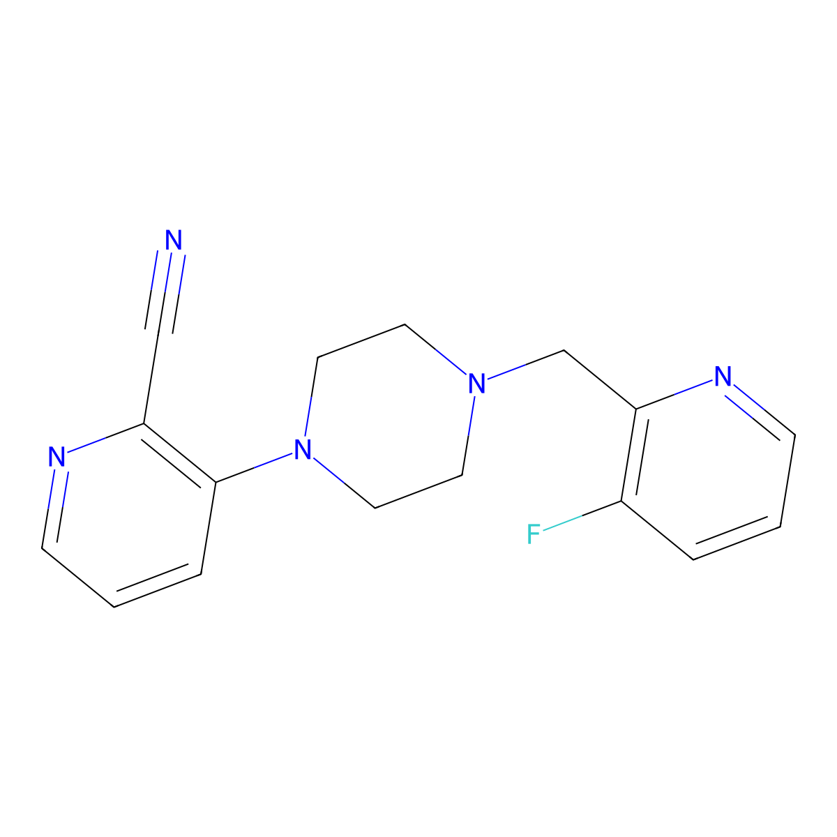 3-{4-[(3-Fluoropyridin-2-yl)methyl]piperazin-1-yl}pyridine-2-carbonitrile molecular structure, CAS 2877673-37-3