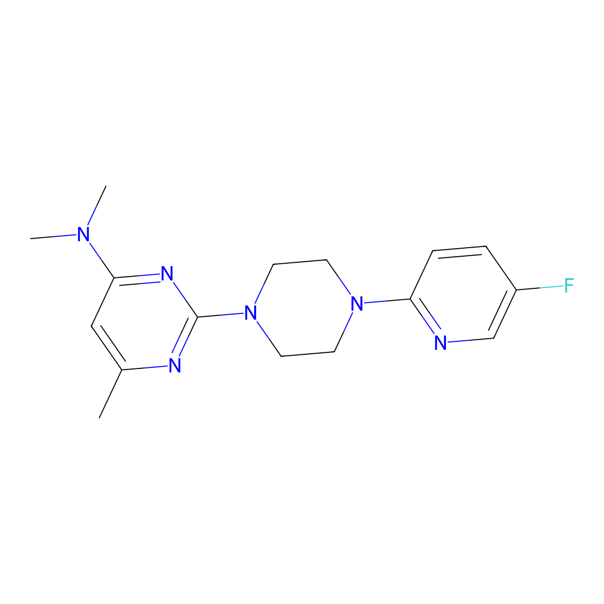 2-[4-(5-fluoropyridin-2-yl)piperazin-1-yl]-N,N,6-trimethylpyrimidin-4-amine molecular structure, CAS 2877673-40-8
