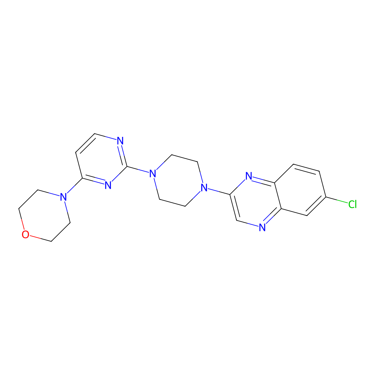 6-Chloro-2-{4-[4-(morpholin-4-yl)pyrimidin-2-yl]piperazin-1-yl}quinoxaline molecular structure, CAS 2877674-60-5